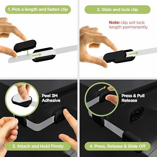 SKYLA HOMES Baby Locks (8-Pack) Child Safety Cabinet Proofing - Safe Quick and Easy 3M Adhesive Cabinet Drawer Door Latches No Screws & Magnets Multi-Purpose for Furniture Kitchen Ovens Toilet Seats thumbnail 3