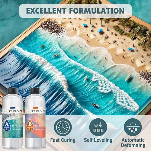 IGaiety Epoxy Resin 32 OZ, Epoxy Resin Kit, Crystal Clear Resin Not Yellowing Epoxy Kit Self-Leveling & Bubble-Free for Beginner Coating Casting DIY Jewelry Making Art Crafts (16 OZ+16 OZ) thumbnail 2