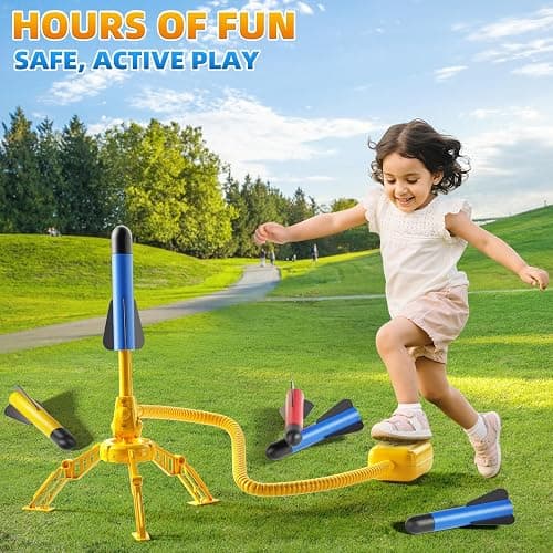 NIPLOOOW Rocket Launcher for Kids, 12 Foam Rockets, Launch up to 100+ft, Outdoor Outside Backyard Toys for Boys & Girls, Birthday Gift Toys for Kids Boys Girls Age 3 4 5 6 7 8 Years Old thumbnail 5