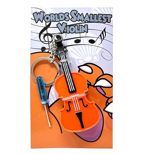 MunnyGrubbers - Original World's Smallest Violin Toy Keychain With Playable Sad Music - Tiny Mini Violin Keychain with Sound thumbnail 2
