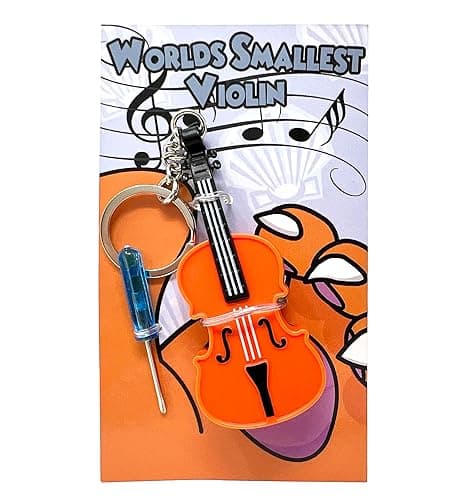 MunnyGrubbers - Original World's Smallest Violin Toy Keychain With Playable Sad Music - Tiny Mini Violin Keychain with Sound