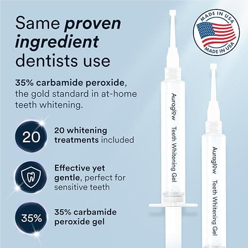Auraglow Teeth Whitening Kit, LED Accelerator Light, 35% Carbamide Peroxide Teeth Whitening Gel, 20+ Whitening Treatments, Whitens up to 10 Shades in 7 Days thumbnail 4