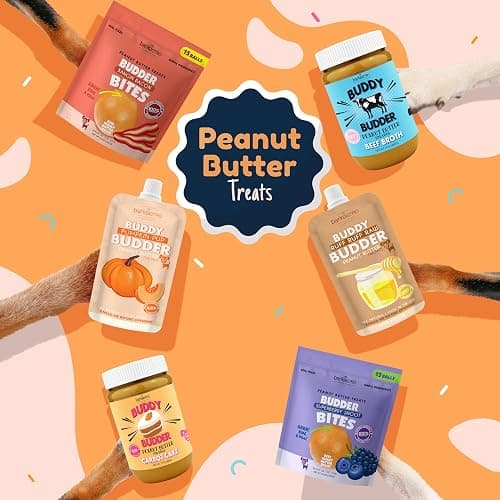 BUDDY BUDDER Barkin Banana + Pumpkin Pup, 100% All Natural Dog Peanut Butter, Peanut Butter Dog Treat, Made in USA (Set of 2 | 17oz ea) thumbnail 9