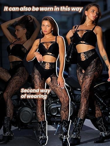 Buitifo Womens Lingerie Set Fishnet BabyDoll Bodysuit Sexy Nightwear - Black Tjca - One Size thumbnail 5