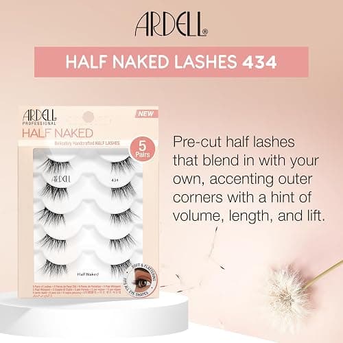 Ardell Naked Half Lashes 434 – Delicately Handcrafted Half Eyelashes Wispy Cat Eye Lashes Strips Fake Eyelash Strip for Natural Lift, 5 Pairs, 1 Pack thumbnail 3