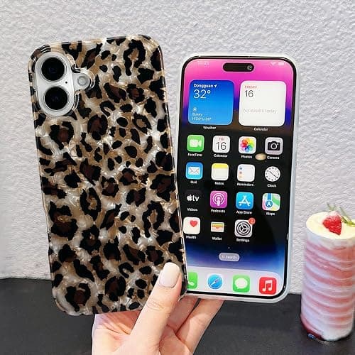 J.west Compatible with iPhone 16 Case,Luxury Sparkle Translucent Clear Vintage Leopard Print Soft Silicone Cover for Girls Women Protective Phone Case for iPhone 16 6.1 inch Cheetah thumbnail 4