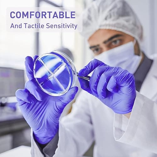 PEIPU Nitrile Gloves,Medical Exam Gloves,Disposable Cleaning Gloves,Powder Free, Latex Free,Non-Sterile Protective Gloves - 100 - Medium (Pack of 100) thumbnail 5