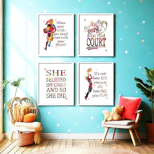 Watercolor Basketball Player Girl Athlete Illustration Art Print Set for Girl's Bedroom Motivation, Playroom Energy Boost, Locker Team Spirit, Young Hoopster Surprises, Aspiring Guard Tokens, Team Leader Honors, Coach Appreciation Gifts, Birthday Slam Dunk Markers - 8x10 Unframed Print Set thumbnail 5