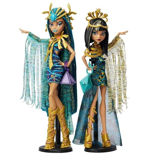 Monster High Momies Majestueuses Coffret de Deux poupées à Collectionner Cleo et Nefera De Nile avec Accessoires dorés et vêtements de qualité supérieure, HXJ01 - Image 1