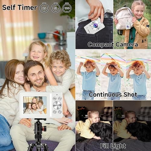 Digital Camera, 44MP Compact Camera, FHD 1080P Point and Shoot Digital Cameras with 16X Zoom, Face Detect, Smile Capture, Anti Shake, for Boys Girls Teens Gifts (White) thumbnail 5