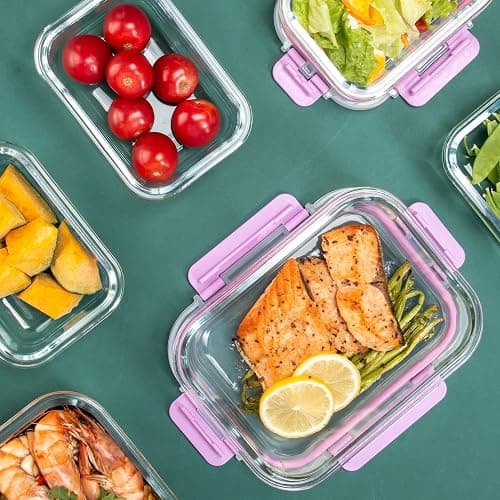 C CREST Airtight Food Storage Glass Containers with Locking Lids- 5 Large (32oz) and 5 Small (12oz), Leak-proof thumbnail 2