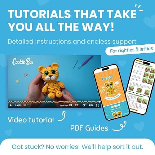 Cookie Box Crochet Kit for Beginners – Gift Set to Make Leopard Leo Amigurumi Plushie – Easy DIY Crochet & Knitting Starter Kit with Video and PDF Tutorials thumbnail 3