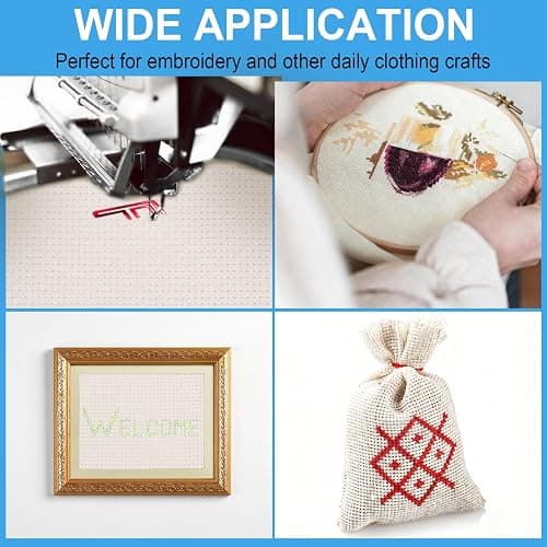 Cross Stitch Fabric 14 Count Aida Cloth 28 x 19 Inch Large Size Classic Reserve Cross Stitch Supplies Embroidery Fabric for Home DIY Craft Decoration Handmade, Light Beige thumbnail 7