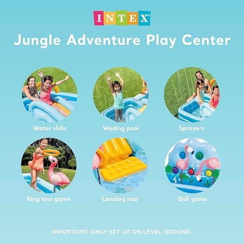 Intex 96" x 78" x 28" Inflatable Jungle Adventure Play Center Spray Kiddie Pool - Backyard Kids Water Slide, Outdoor Blow-Up Splash Pad for Toddlers thumbnail 4