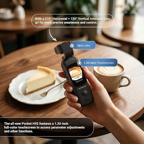 Kaysunlink 1080P Vlogging Camera with 270°Rotatable Lens, Handheld POV Pocket Camera with Touch Screen & WIFI, 5 Hours Power, One-button Recording Camcorder with 64GB Card for Daily Use, Travel, Black thumbnail 2