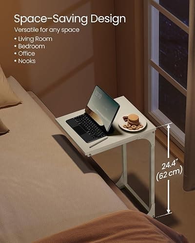 VASAGLE C-Shaped End Table, Small Sofa Side Table with Metal Frame | for Couch, Living Room, Bedroom, Bedside, Cream White, BARNET Collection ULET350W77 thumbnail 4