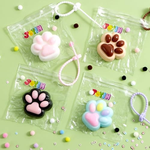 JOYIN 4 Pcs Taba Paw Squeeze Toys, Colorful Kawaii Mochi Fufu Sensory Toys, Cat Paw Taba Squeeze Toys for Party Favors, Gifts for Adults Kids thumbnail 8