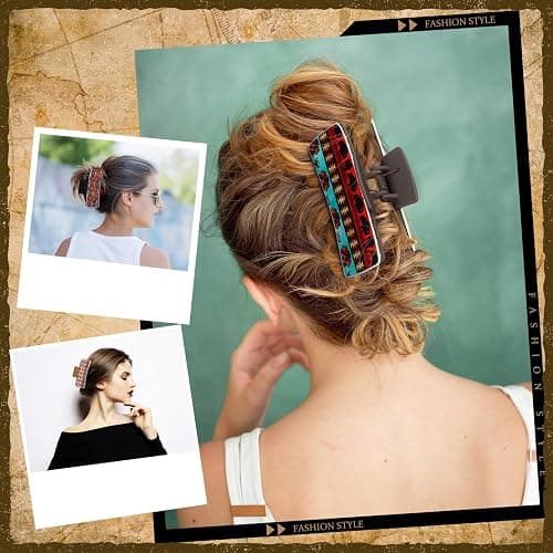 FineCheer Christmas Western Hair Claw Clips Western Gifts Bulk for Women Leather Highland Cow Print Hair Clips Accessories Christmas Party Gifts Stocking Stuffers thumbnail 4
