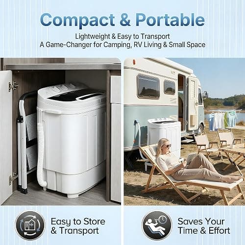 SUPER DEAL Compact Mini Twin Tub Washing Machine 13lbs Capacity Portable Washer Wash and Spin Cycle Combo, Built-in Gravity Drain for Camping, Apartments, Dorms, College, RV’s and Small Spaces thumbnail 6