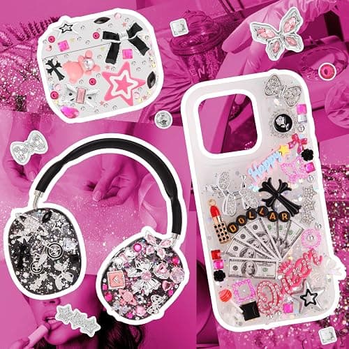 2380 Pcs Junk Phone Case Charms Kit,Charms for Customizing Diy Cases ，With Nail Accessories,Cute Bow,Flatback Pearls,Star,Love, Candy,Letter Beads,Cute Aesthetic Big Decor for Personalization thumbnail 3