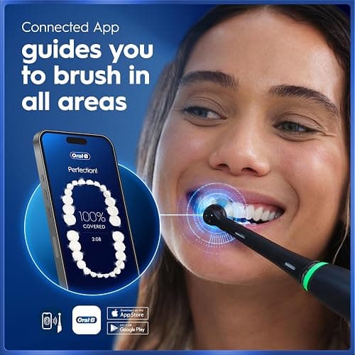 Oral-B iO5 Electric Toothbrush, Matt Black, with Travel Case and Toothpaste | 1 Toothbrush Head, Intensive whitening Toothpaste Included, 5 Cleaning Modes, Visible Pressure Sensor, Long-Lasting Battery thumbnail 8