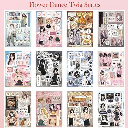 Japanese Manga Style Sticker Book,45 Sheets Comic Books Style Material Decoration Kawaii Stickers - 800+ Designs in 1 Book for DIY Scrapbooking Journaling Handbook Decoration (C) thumbnail 5