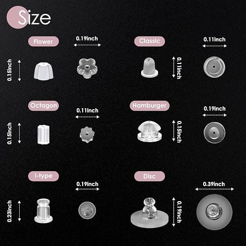 iBayam 550pcs 6 Style Silicone Earring Backs Studs Hoops Fishhooks | Soft, clear & hypoallergenic — 6 styles fit studs, posts, hoops & fishhooks, 550pcs, secure all-day hold, skin-friendly thumbnail 7
