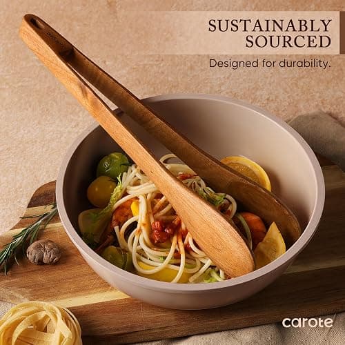 CAROTE Wooden Kitchen Utensils Set, Acacia Wood 8pcs Cooking Utensil Set for Nonstick Cookware, Long-lasting Wooden Spoons for Cooking, Spatula, Turner thumbnail 4