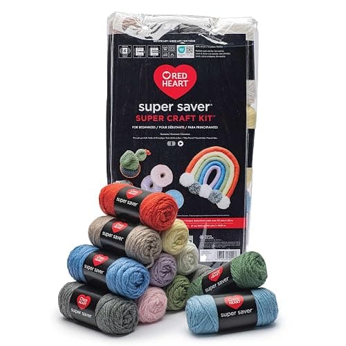 Red Heart Super Saver Yarn Super Craft Kit Pastels, with 12 Pack of 50g/1.7 oz. 4 Medium Worsted Yarn for Knitting & Crocheting, 12 Colors, Perfect for Chunky Sweaters, Blankets, Amigurumi - Super Craft Kit Pastels thumbnail 5