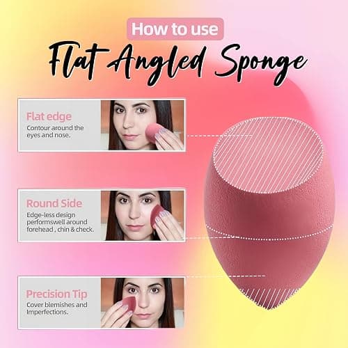 Makeup Sponge Set BS-MALL with Storage Case 7 Pcs for Liquid, Cream, and Powder,SAVE Foundation with 1 Mini Makeup Sponge For Travel Daily Use (A-Pink） thumbnail 2