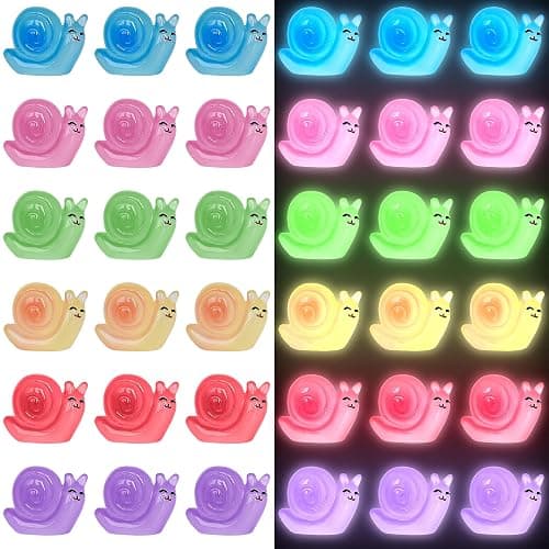 Yuronam 50 PCS Luminous Mini Snail Miniature Snails Glow in The Dark Tiny Snail Figurines for Garden Miniature Moss Landscape Decoration (Multi Colors) - Image 1