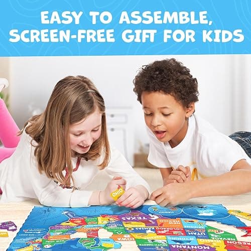 United States Puzzles for Kids Ages 4-6 - Educational Toys for 4+ Year Old Boys & Girls - 70pcs USA Map Kids Puzzle with 50 States & Capitals - Floor Jigsaw Puzzles - Gifts for Grandkids thumbnail 7