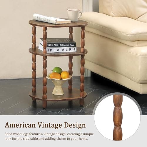 MaxSmeo Side Table, 3-Tier Small End Table, Modern Oval Night Stand Accent Table for Living Room, Bedroom, Rustic Brown thumbnail 5