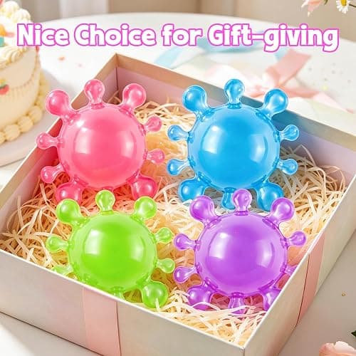 4 Pack Virus Splat Stress Balls,Textured Squishy Fidget Toys, Malt Syrup Squeeze Sensory Stress Relief Balls for Kids Adults,Portable Hand Exercise Party Favor Fidget Toys thumbnail 7