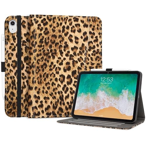 Lokigo for iPad A16 11th Gen Case, iPad 10th Generation Case, Brown Leopard | for iPad 11"/10.9" Case 2025/2022, Folio Stand Cover with Pencil Holder, Hand Strap & Pocket, Touch ID, Auto Wake/Sleep - Image 1