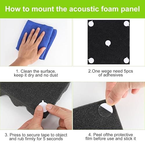 ERAESYAT 120Pcs Acoustic Foam Panels Tape, Removable Mounting Tape for Wall Double Sided Strong Adhesive Sound proofing Transparent Putty Clear Sticker Heavy Duty 1inch Round (120) thumbnail 5
