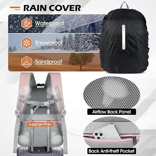 SDYSM Camera Bag Backpack Professional for DSLR SLR Mirrorless Camera Waterproof Laptop Back Pack 14 Inch with Rain Cover Anti Theft Travel Case Large Capacity Photography Backpack Pink thumbnail 4