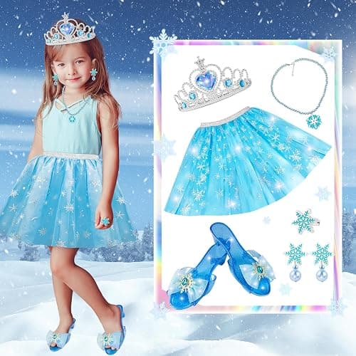 Princess Dress Up for Girls, Dress Up Clothes for Girl with Princess Shoes, Toddler Girls Boutique, Pretend Play Gifts for Little Girl Aged 3-6 Years Old thumbnail 4