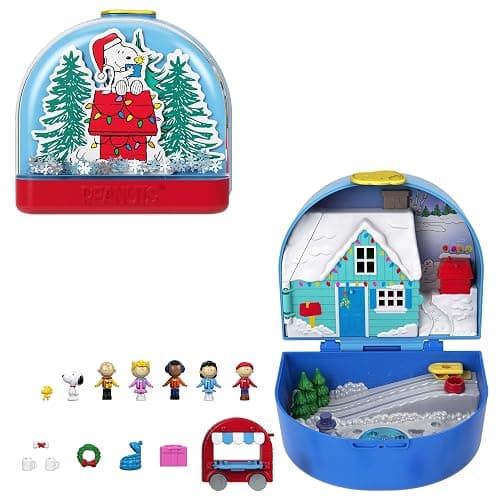 Polly Pocket x Peanuts Collector Compact, Micro Dolls and Playset, 7 Themed Accessories, 4 Iconic Locations, Snoopy & Woodstock - Image 1