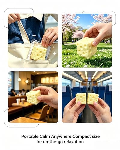 Coconut Oil Stress Ball, Cheese-Shaped Squishy Ball - Soft Jelly with a Bubblegum Texture, Slow-Rising Fidget Stress Ball for Stress Relief and Relaxation, Non-Sticky, Helps Improve Focus thumbnail 9