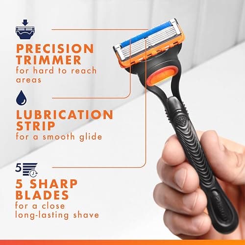 Gillette Fusion5 Razors for Men, 1 Razor, 4 Blade Refills, Lubrastrip for a More Comfortable Shave thumbnail 3
