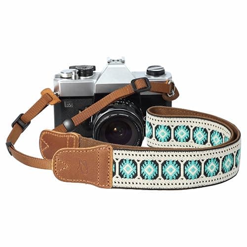 Padwa Lifestyle Camera Strap - 1.5" Crazy Horse Cowhide Head Cotton Strap,Vintage Embroidery Camera Straps for Photographers,Cameras,Binoculars,Cute Adjustable Shoulder Neck Strap for Adults & Kids thumbnail 8