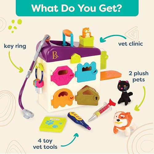 B. toys - Toy Vet Set For Toddlers, Kids - Pet Care Set - Pretend Play Set - Vet Clinic, Tools, Plush Toys - 2 years + - Pet Vet thumbnail 5
