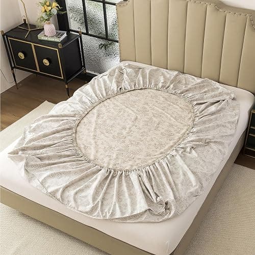 FADFAY Luxury 100% Cotton Percale King Sheet Set – 4-Piece Vintage Botanical Floral Bedding, Hotel-Quality Crisp & Breathable Sheets, Deep Pocket Fitted Sheet, Elegant French Country Cottage Style thumbnail 9