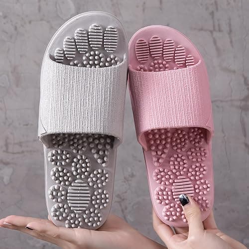 SvaTao Acupressure Massage Slippers Therapeutic Reflexology Sandals for Foot Acupoint Massage Shiatsu Arch Pain Relief Non-Slip Massage Shoes for Bath Shower (Gray, 7.5-8) thumbnail 2