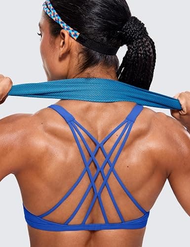 CRZ YOGA Womens Naked Feeling Criss Cross Sports Bra - Strappy Back Padded Medium Support Wireless Gym Cami Workout Yoga thumbnail 3