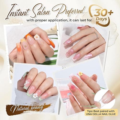 UNA GELLA Square Straight Nail Tips Medium 504PCS Pre-Etched French Style | 12 Sizes Full Cover Flexible Soft Gel, Suitable for Women Salon Use & Home DIY Press On Nail Extensions thumbnail 2
