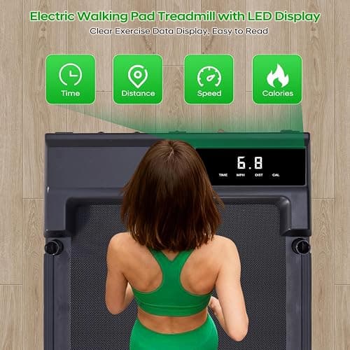 Electric Walking Pad with Handle Bar, 3.5HP Compact Walking Pads Treadmill with Handles, 0.6-10.0MPH Portable Small Treadmills for Home Office Apartment Small Spaces, 400LBS with Big Screen thumbnail 7