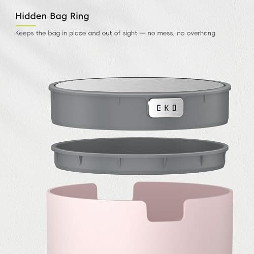 EKO Fandy 0.58 Gal/2.2L Mini Trash Can with Lid, Swing-Top Desktop Trash Can for Bathroom, Countertop, Vanity, Desk or Office, Small Garbage Bin (Pink) thumbnail 8