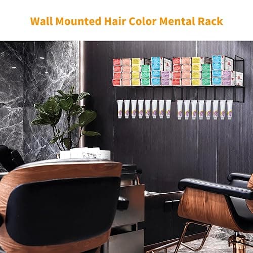 Meudid Hair Color Organizer for Salon Storage Rack - 2 PCS Wall Mounted Hair Color Racks for Salon Cabinet Perfect Hair Color Shelves for Salon Stations for Hair Stylists thumbnail 5